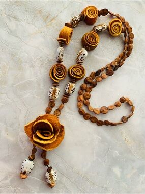 Orange Peel Roses Handmade Statement Necklace